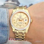 N6 Factory 904L Rolex Sky Dweller 40mm Replica - Champagne Dial All Gold Case Automatic Watch